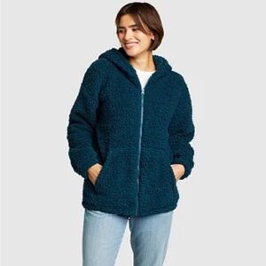 NWT Eddie Bauer Hooded Sherpa Jacket Medium Peacock